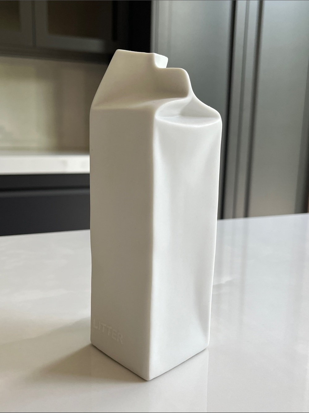 Rosenthal x Frogan Yang Milk Carton. “Do Not Litter” Series Bisque Porcelain.